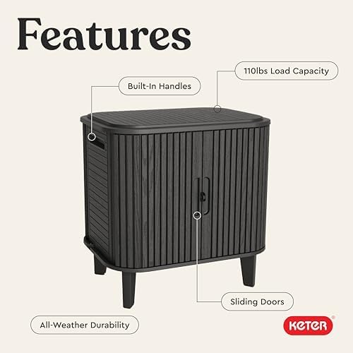 keter velo 30 gallon outdoor storage cabinet, side view