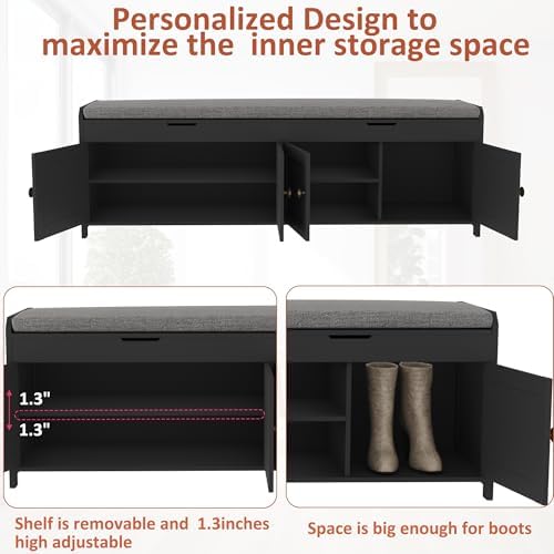 homefort 54.4" shoe bench with lift top storage, package contents