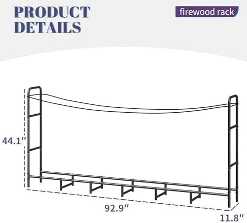 heavy duty firewood rack, metal log holder for shown in use