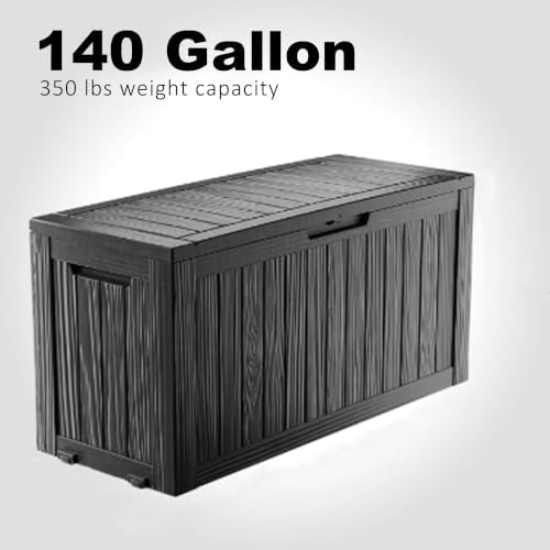rojik deck box storage bench with wheels outdoor shown in use