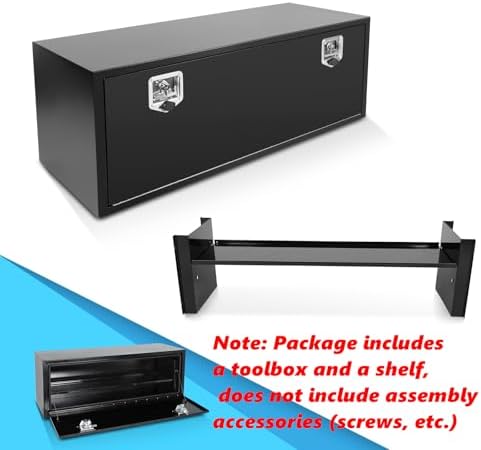 48 inch steel black underbody truck tool box showing dimensions