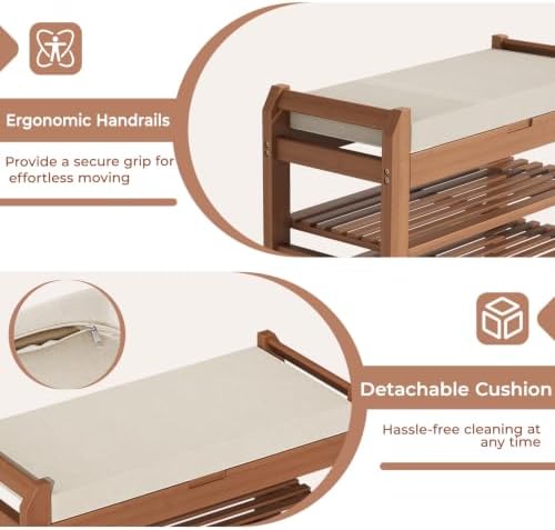 39.4" shoe rack bench with coat rack 3-tier on a desk or shelf