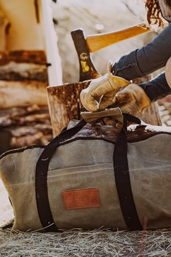 whiteduck tuff large firewood carrier 21 oz. heavy showing dimensions