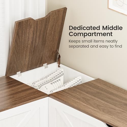 l shaped storage bench, 63" corner bench with, side view