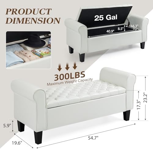 ecotouge 55" storage ottoman bench for living room, close-up detail