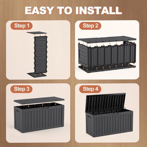 efu outdoor storage box 150 gallon deck box on a desk or shelf