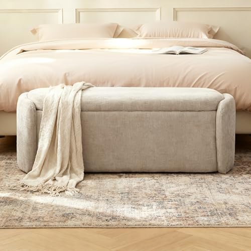 vknow storage bench, upholstered storage ottoman bench with on a desk or shelf