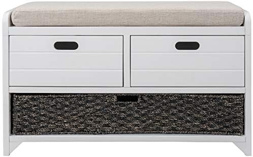 knocbel farmhouse storage bench with 2 drawers, removable, close-up detail