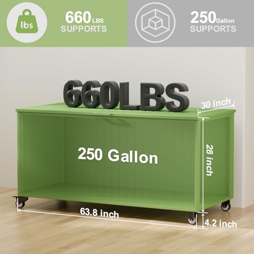 outdoor storage box with wheels 250 gallon, metal, side view