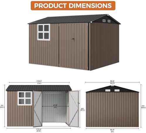 ironck 10x8.2ft outdoor storage shed with clear window shown in use
