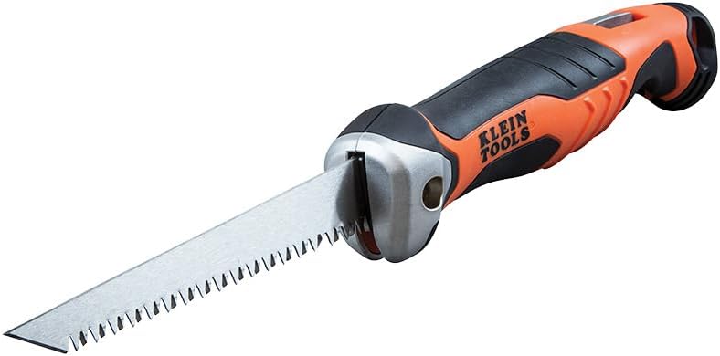 Klein Tools 31737 Folding Jab Saw / Drywall Hand Saw with Lockback at 180 and 125 Degrees and Tether Hole