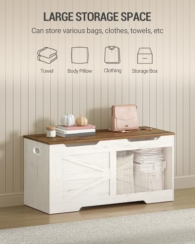 hzuaneri 39" farmhouse storage chest | 50 gal showing dimensions