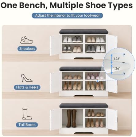 newbulig shoe bench with storage for entryway, 39.4", side view
