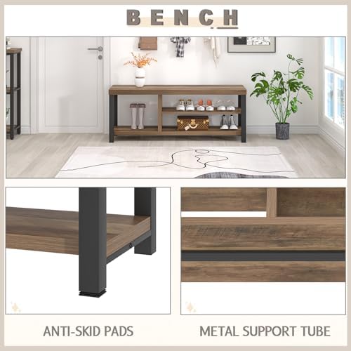 foluban shoe bench for entryway, wood and metal, package contents