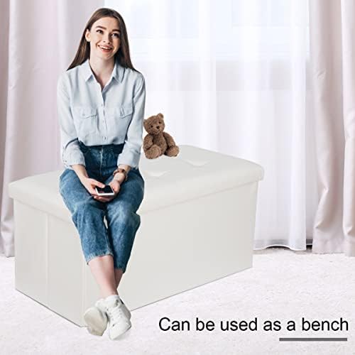 zenstyle 30inches storage ottoman bench, folding footrest stool showing dimensions