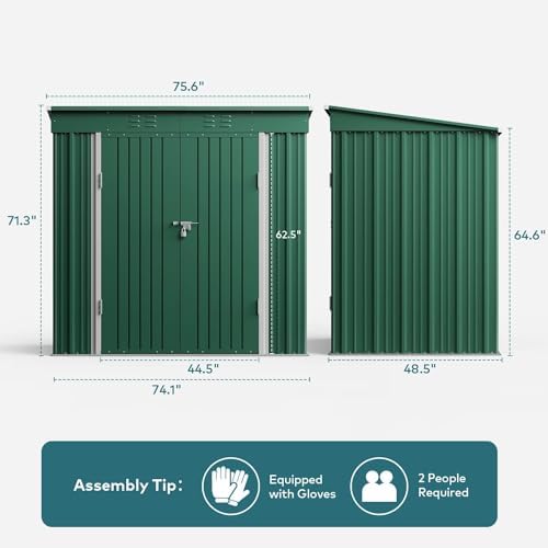 gizoon 6x4 ft outdoor shed, metal garden shed, front angle view