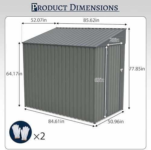 yopto 4x7 ft outdoor storage shed lean to, close-up detail