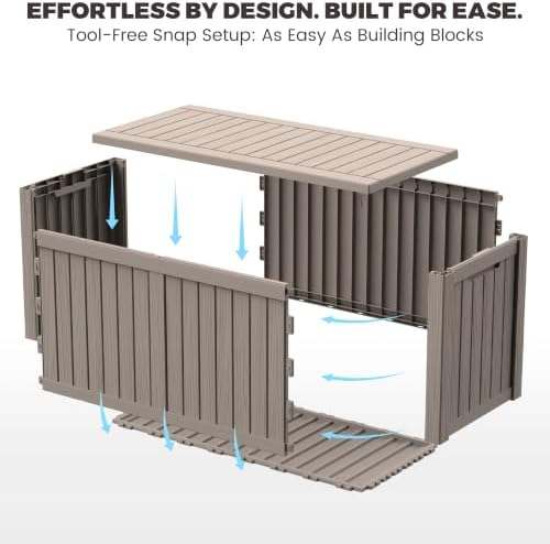 outdoor storage box, 180 gallon waterproof deck box, package contents