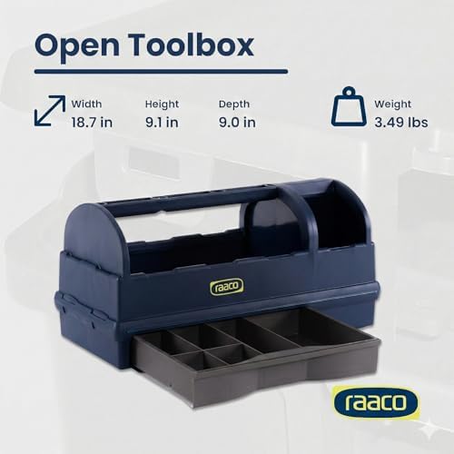 raaco open portable tool box organizer with handle, package contents