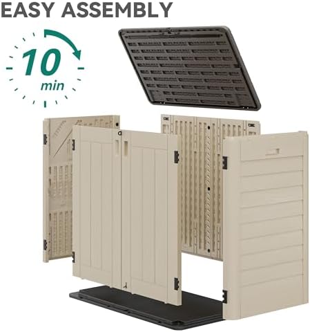 yitahome outdoor storage shed w/o shelf, 30 cu on a desk or shelf