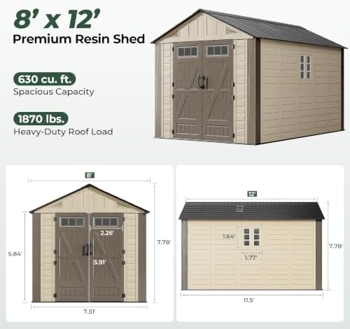 resin shed 8x12 ft outdoor storage shed with shown in use