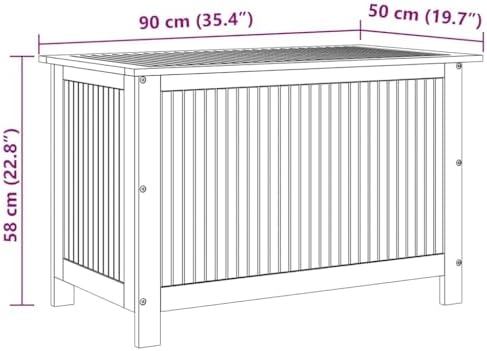 vidaxl garden storage box 35.4"x19.7"x22.8" solid wood acacia, close-up detail