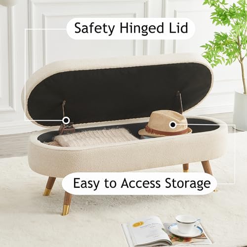 iafike oval storage bench 43.5" ottoman bench upholstered, package contents