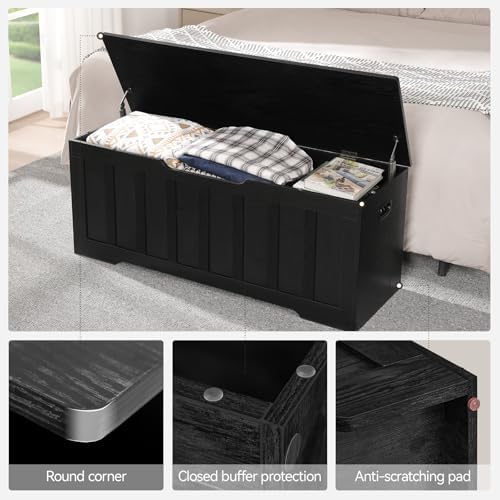 vankiley 47.2" storage chest extra large, storage bench(black), package contents