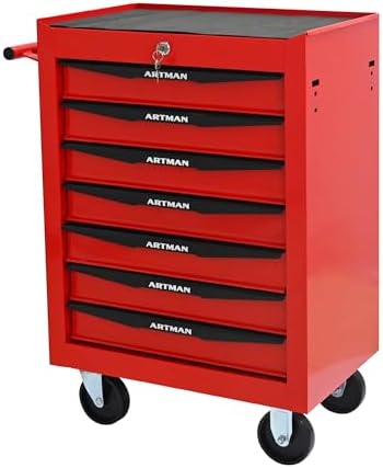 runboll 7 drawer rolling tool chest with locker on a desk or shelf