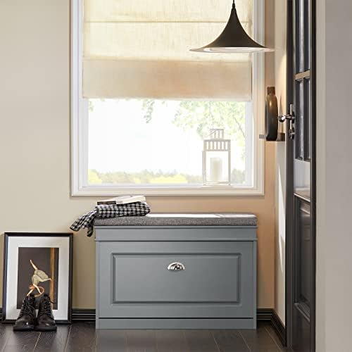 haotian shoe storage bench with cushion, grey narrow, view 9