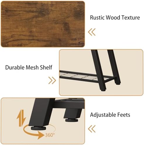 oastreeful storage bench industrial rustic wooden and metal, view 9