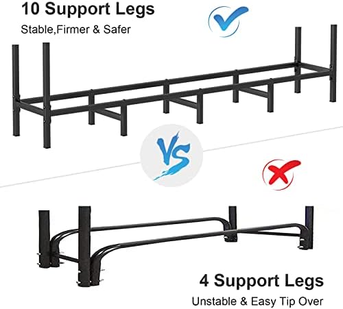 5.3ft firewood rack holder for fireplace, adjustable log, close-up detail