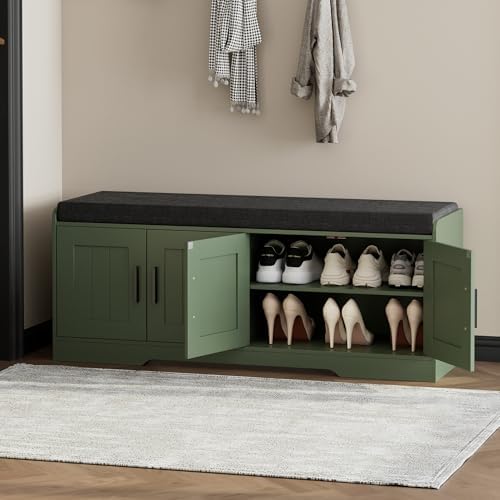 homleke shoe storage bench, 4 doors & thickened, close-up detail