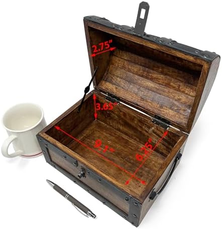 nautical cove handmade wooden treasure chest storage box, front angle view