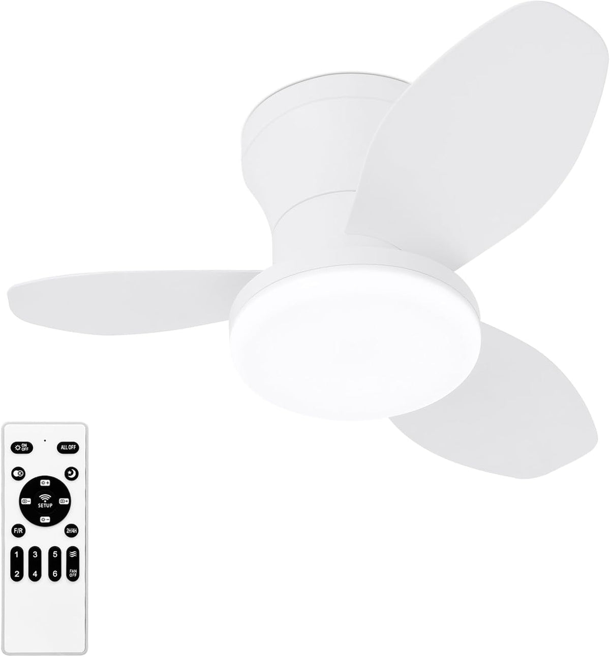 Glowall Small Ceiling Fan with Lights, 25 Inch Flush Mount with Remote Control