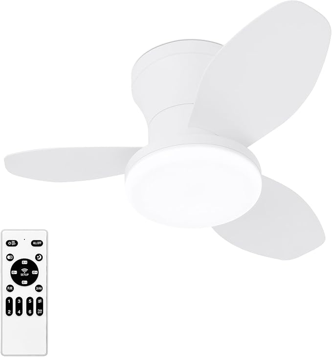 Glowall Small Ceiling Fan with Lights, 25 Inch Flush Mount with Remote Control by Glowall