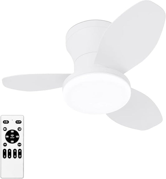 Glowall Small Ceiling Fan with Lights, 25 Inch Flush Mount with Remote Control by Glowall