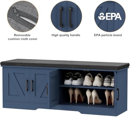 homsho farmhouse shoe storage bench with 4 barn, package contents