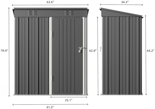 bealife 5' x 3' outdoor storage shed, metal, front angle view