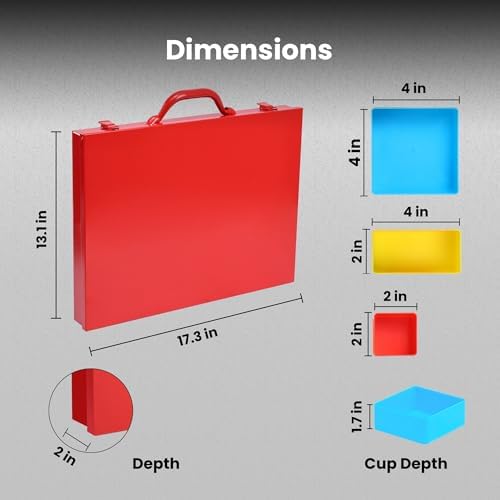 large metal organizer box with 20 removable compartments, package contents