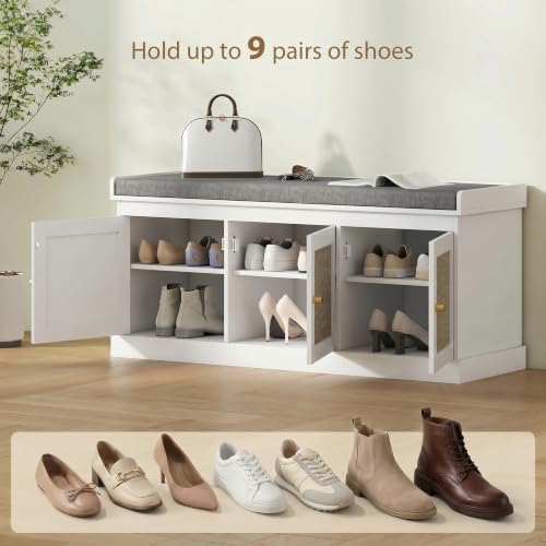 homcom shoe bench storage rattan doors 13.8 x, package contents