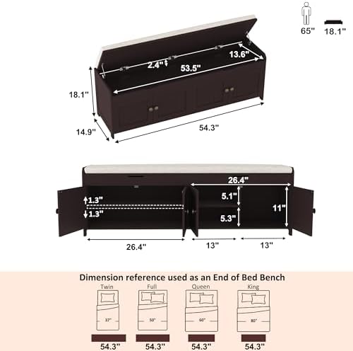 homefort 54.4" shoe bench with lift top storage, close-up detail
