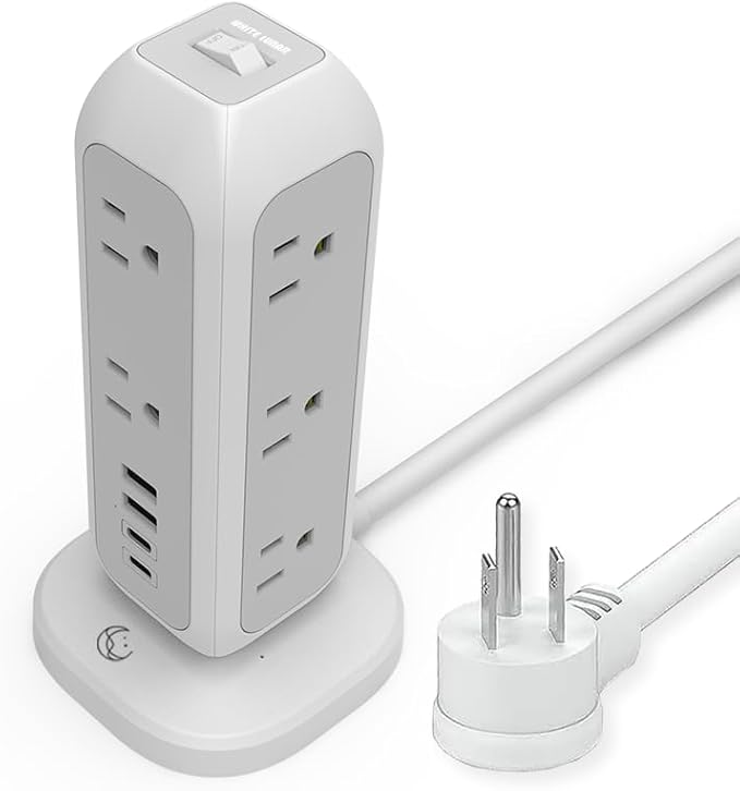 Power Strip Tower with Surge Protector – 11 AC Outlets, 4 USB Ports, 6ft - Image 2