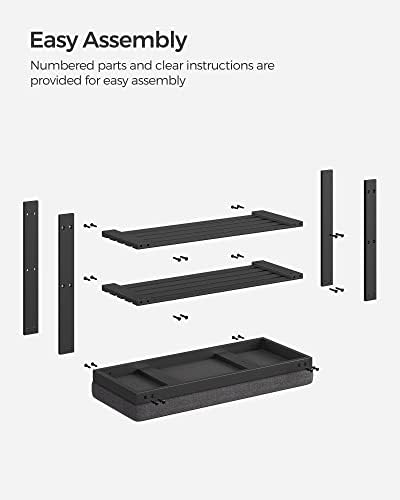 songmics bamboo shoe bench, 3-tier shoe rack, 11.9, front angle view