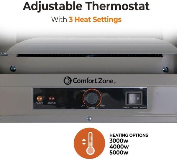 Comfort Zone Hard-Wired Ceiling Mount Garage Electric Space Heater, Fan-Forced - Image 2
