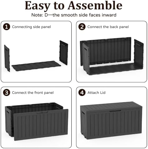 outdoor storage box,130 gallon lockable deck box with, package contents