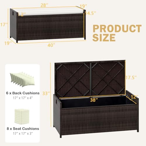 relax4life 34-gallon outdoor storage box - wicker rattan, close-up detail