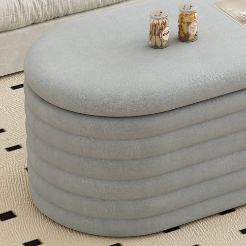 40 inch upholstered storage ottoman bench,ready to go,light showing dimensions