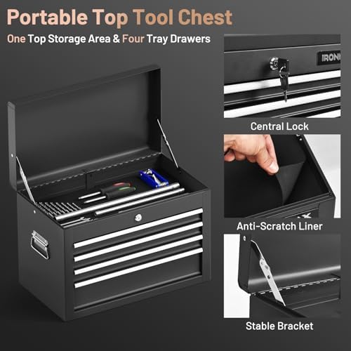 nightcore 6 drawer rolling tool chest, 3 in on a desk or shelf
