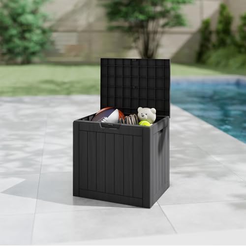 35 gallon deck box outdoor cushion storage waterproof showing dimensions